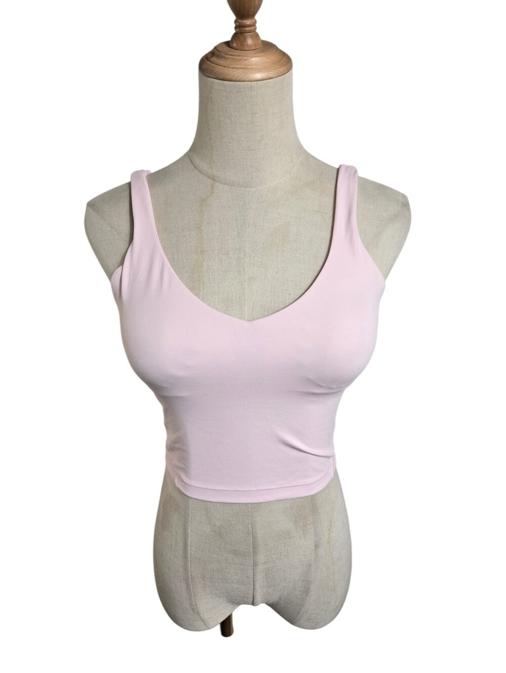 Lululemon Women's Light Pink V-Neck Crop Tank Sports Bra Top